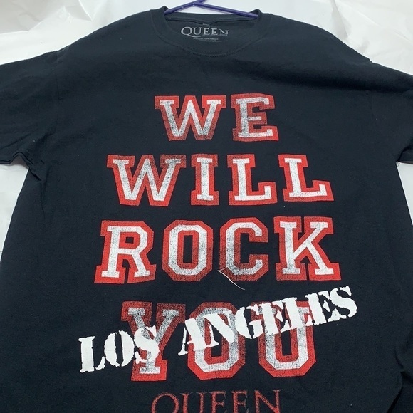 MEN’S Queen Black We Will Rock You Tour Los Angeles Tee Size Large - Picture 1 of 4